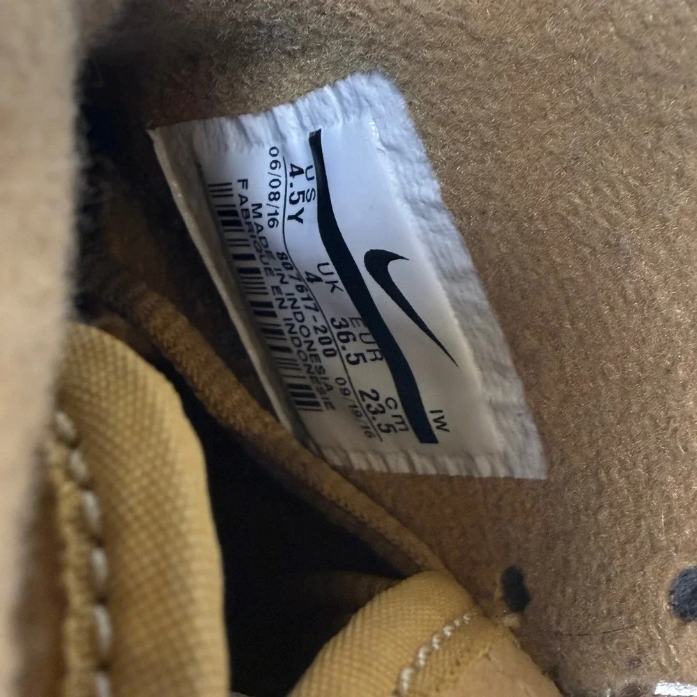 Nike Air Force 1 High WB GS Wheat Flax Tan‎ Sneakers 807617-200 Size 4.5Y